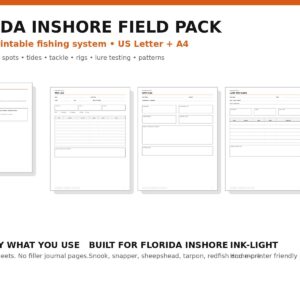 Florida Inshore Field Pack printable fishing log and field system